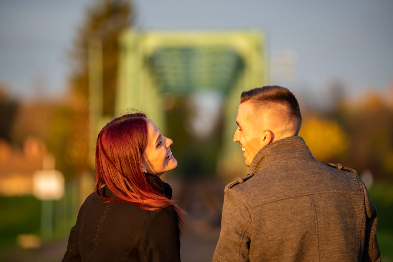 A man and a woman laughing together